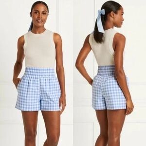 Hill House Livie Shorts MEDIUM Blue Clip Dot Check (Gingham)